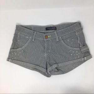 Levi's Stripe Paint Splatter Denim Cuffed Shorts Junior Girls Size 3